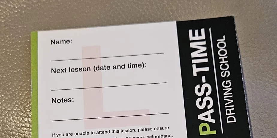 A Pass-Time lesson appointment card